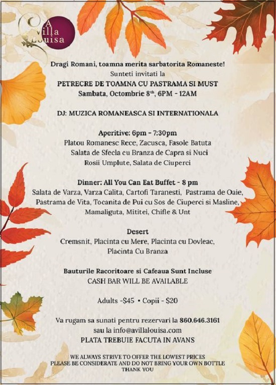 Romanian Fall Festival at A Villa Louisa in Bolton