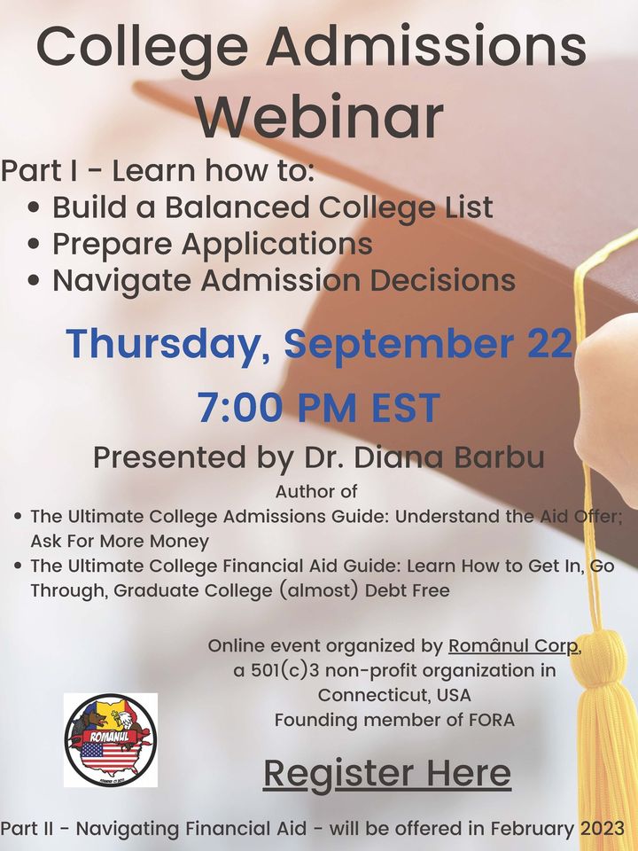 College Admissions Webinar for the Romanian American community