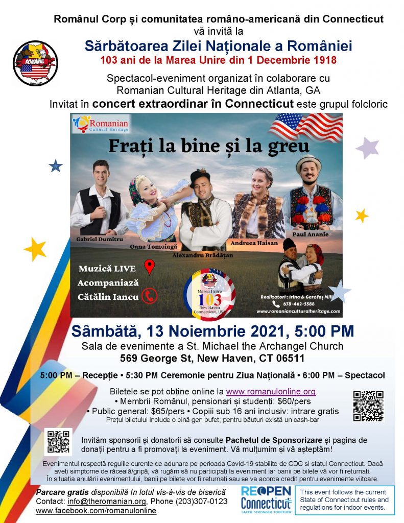 Celebrating the National Day of Romania on November 13th in New Haven