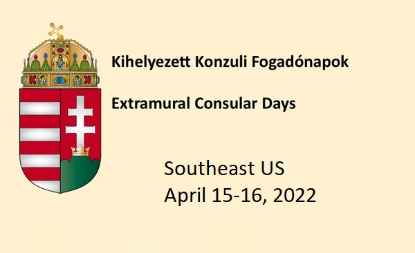 Extramural Consular Days April in southeast US April 15-16, 2022
