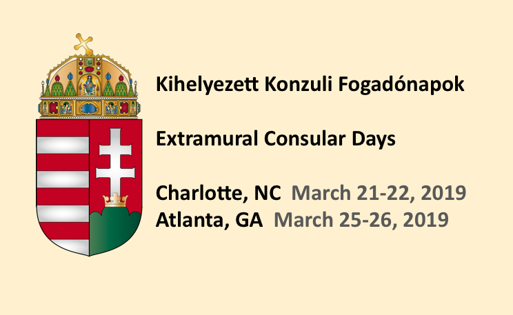 Kihelyezett konzuli fogadónapok - Charlotte & Atlanta