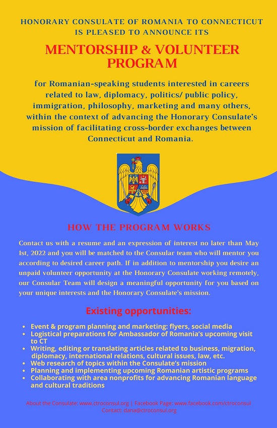 Mentorship & Volunteer Program for Romanian-speaking students in Connecticut