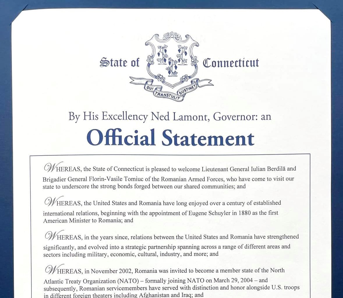 On September 19th became NATO Day in Connecticut
